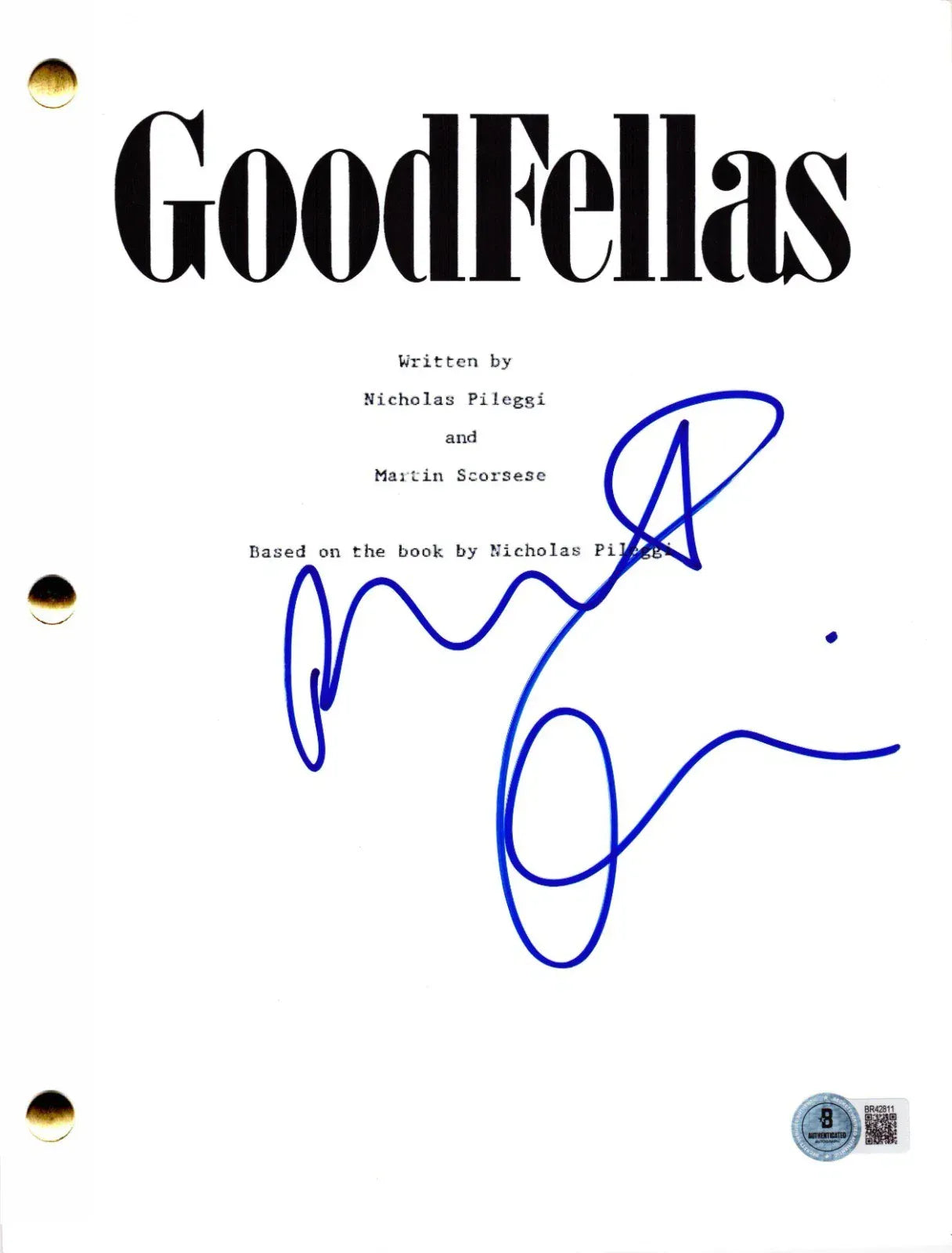 Robert De Niro autographed goodfellas script with certificate of authenticity