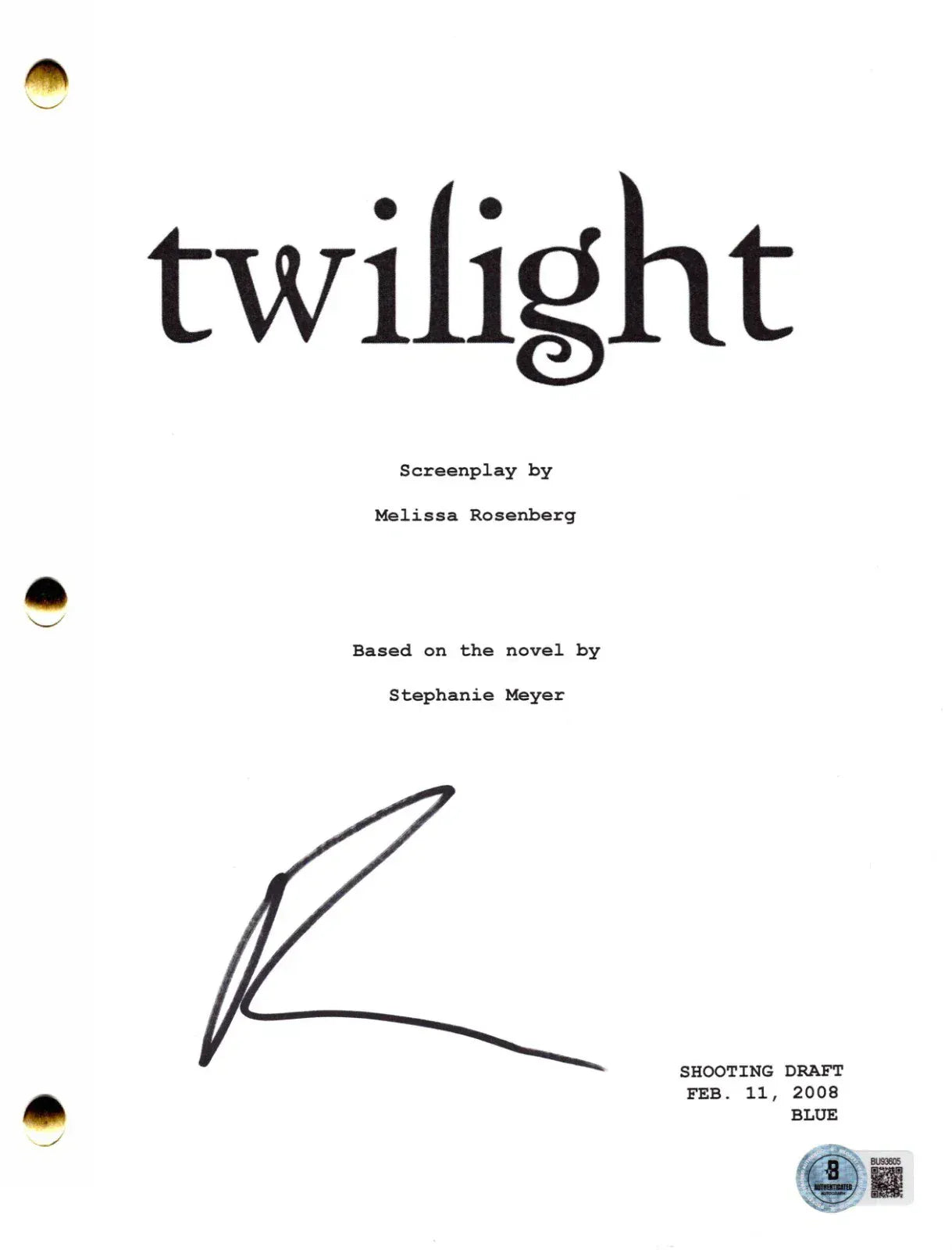Robert Pattinson Authentic Autographed Twilight Script