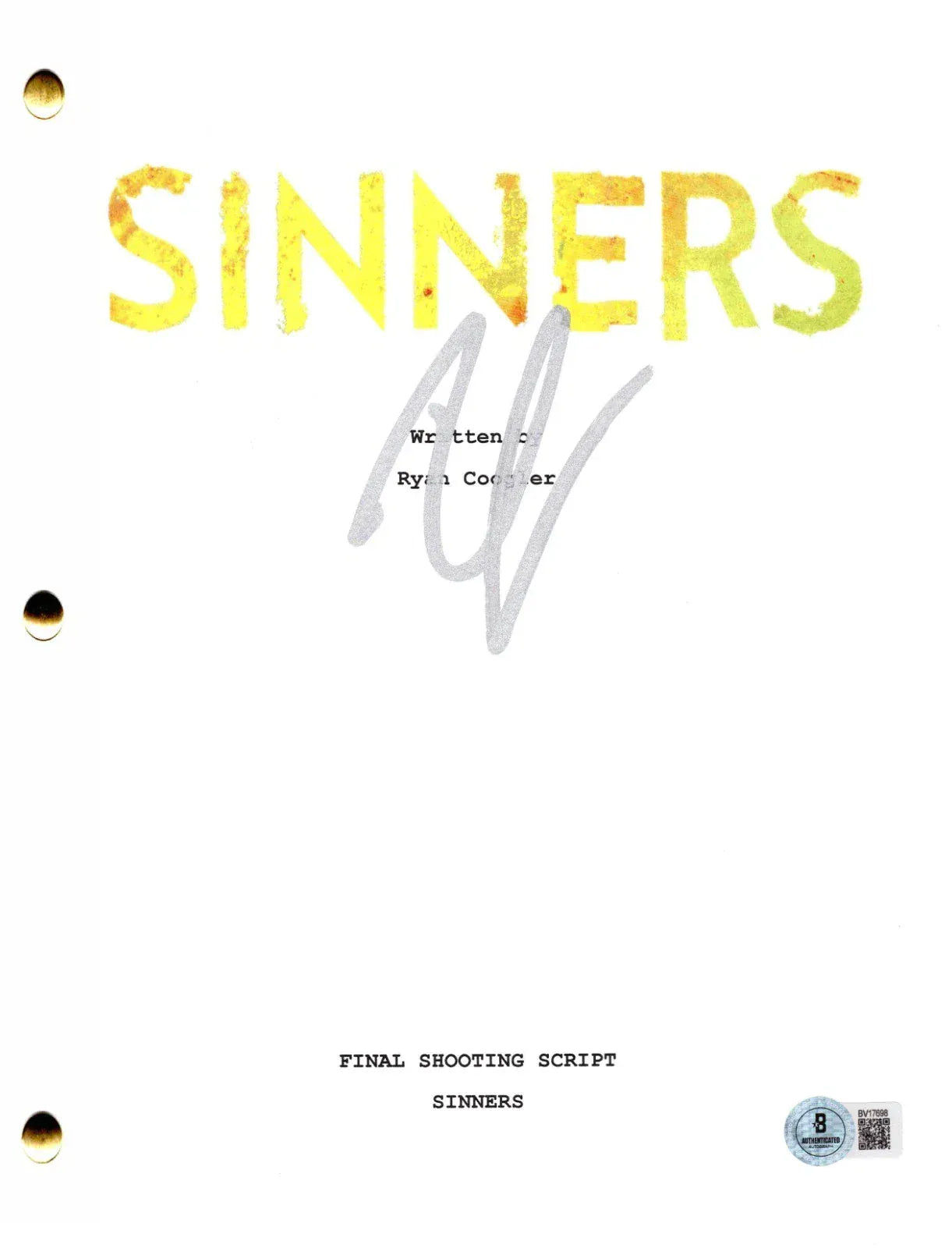 Ryan Coogler Authentic Autographed Sinners Script