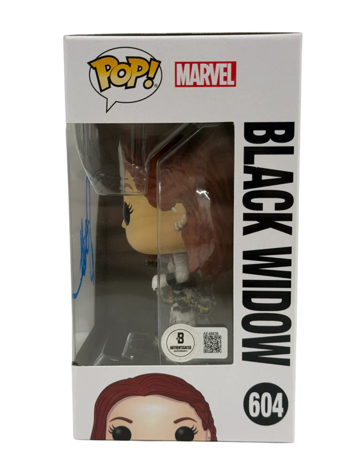 Beckett certificate of authenticity — Scarlett Johansson signed Black Widow 604 Funko Pop Figure