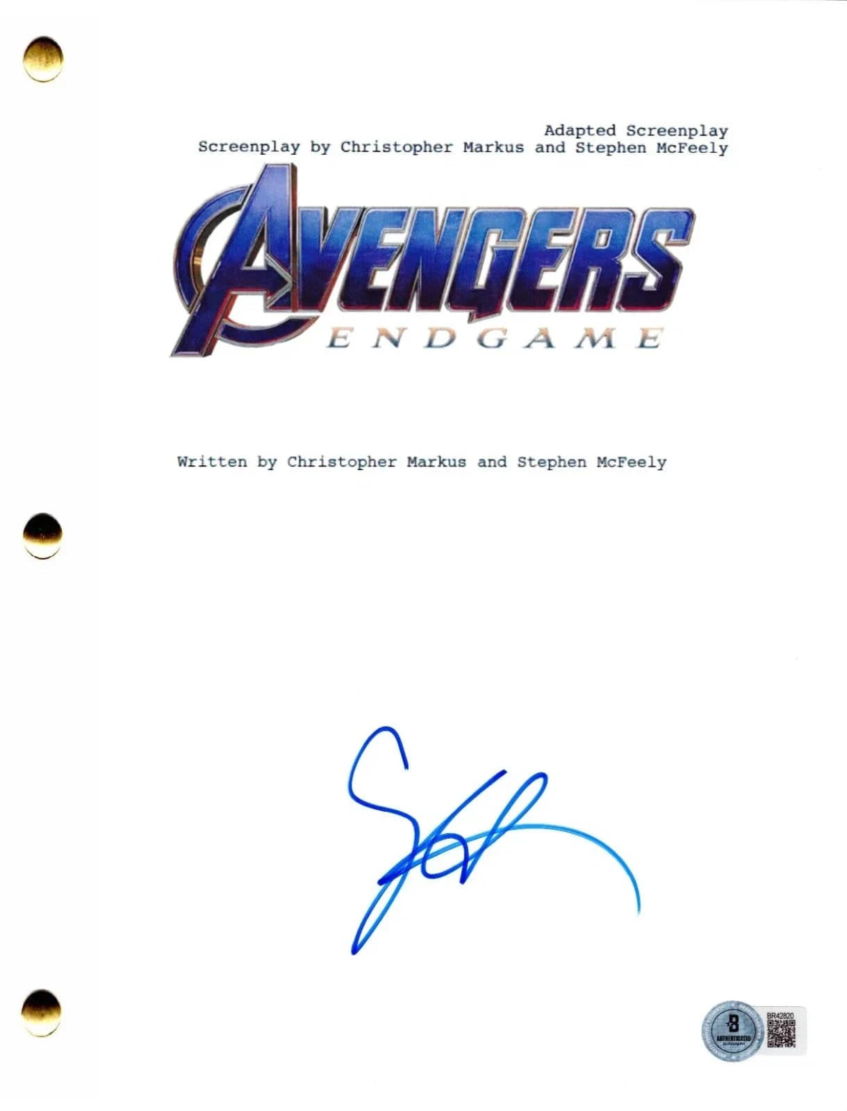 Sebastian Stan Signed Script from The Avengers: Endgame Beckett COA