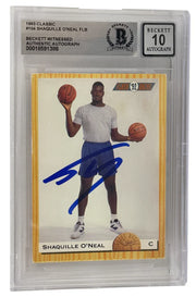Shaquille O'Neal signed 1993 Classic LSU Tigers card #104 — Beckett Witness Grade 10