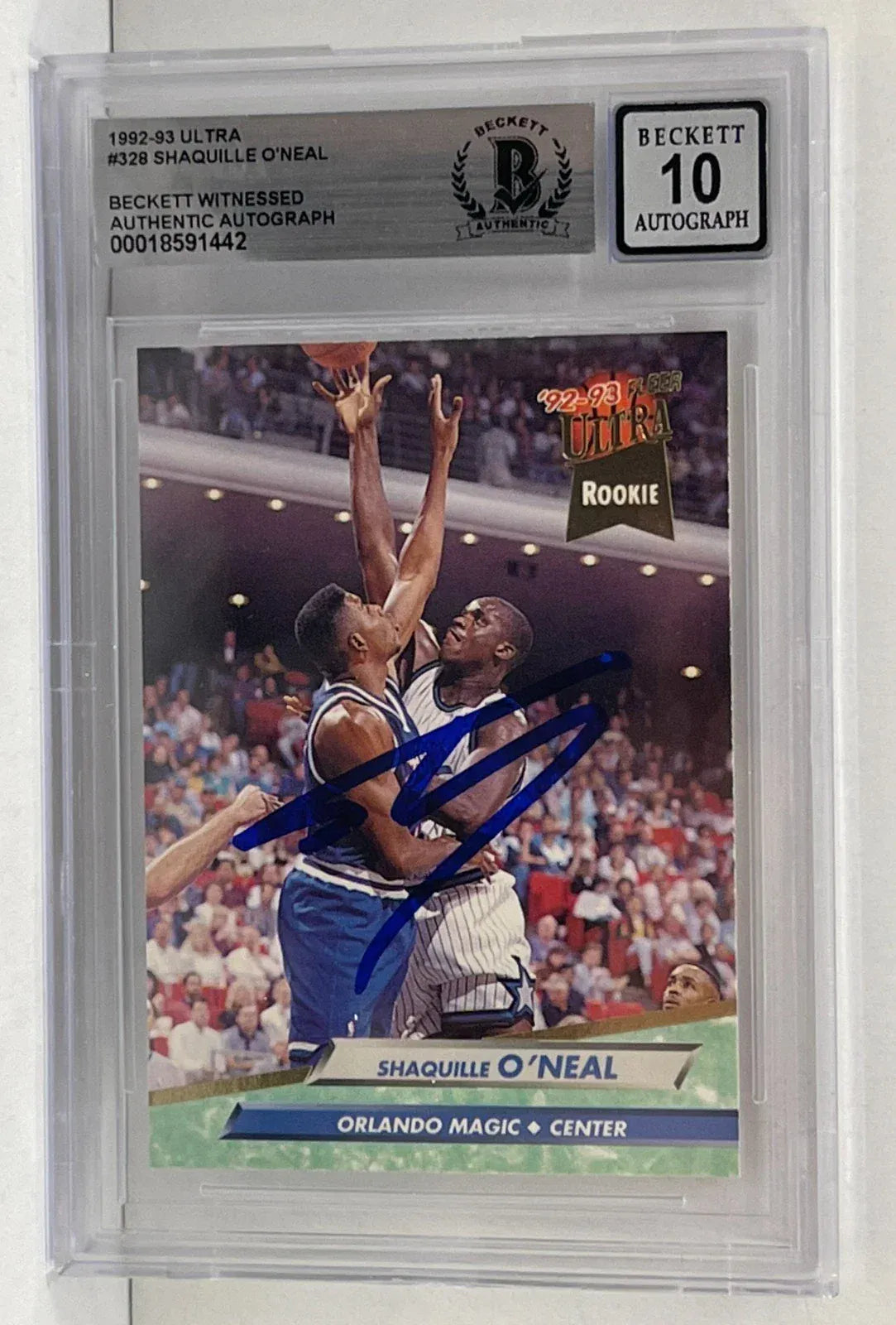 Shaquille O'Neal Authentic Autographed 1992 Ultra #328 Rookie Card