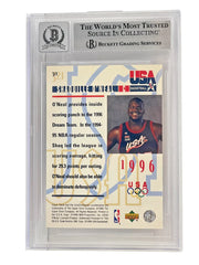 Shaquille O'Neal signed 1995-96 Upper Deck 321 Team USA — card back view