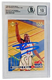 Shaquille O'Neal signed 1995-96 Upper Deck Team USA card #321 — Beckett Witness Grade 10