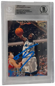 Shaquille O'Neal signed 1996-97 Fleer Orlando Magic card #79 — Beckett Witness Slabbed