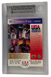 Shaquille O'Neal signed 1996 Upper Deck 18 Team USA Dream Team — card back view