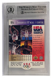 Shaquille O'Neal signed 1996 Upper Deck 20 Team USA — card back view