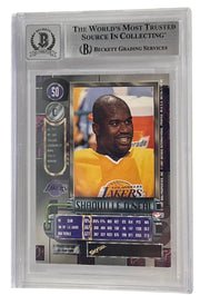 Shaquille O'Neal signed 1997-98 Metal Universe 50 Los Angeles Lakers — card back view