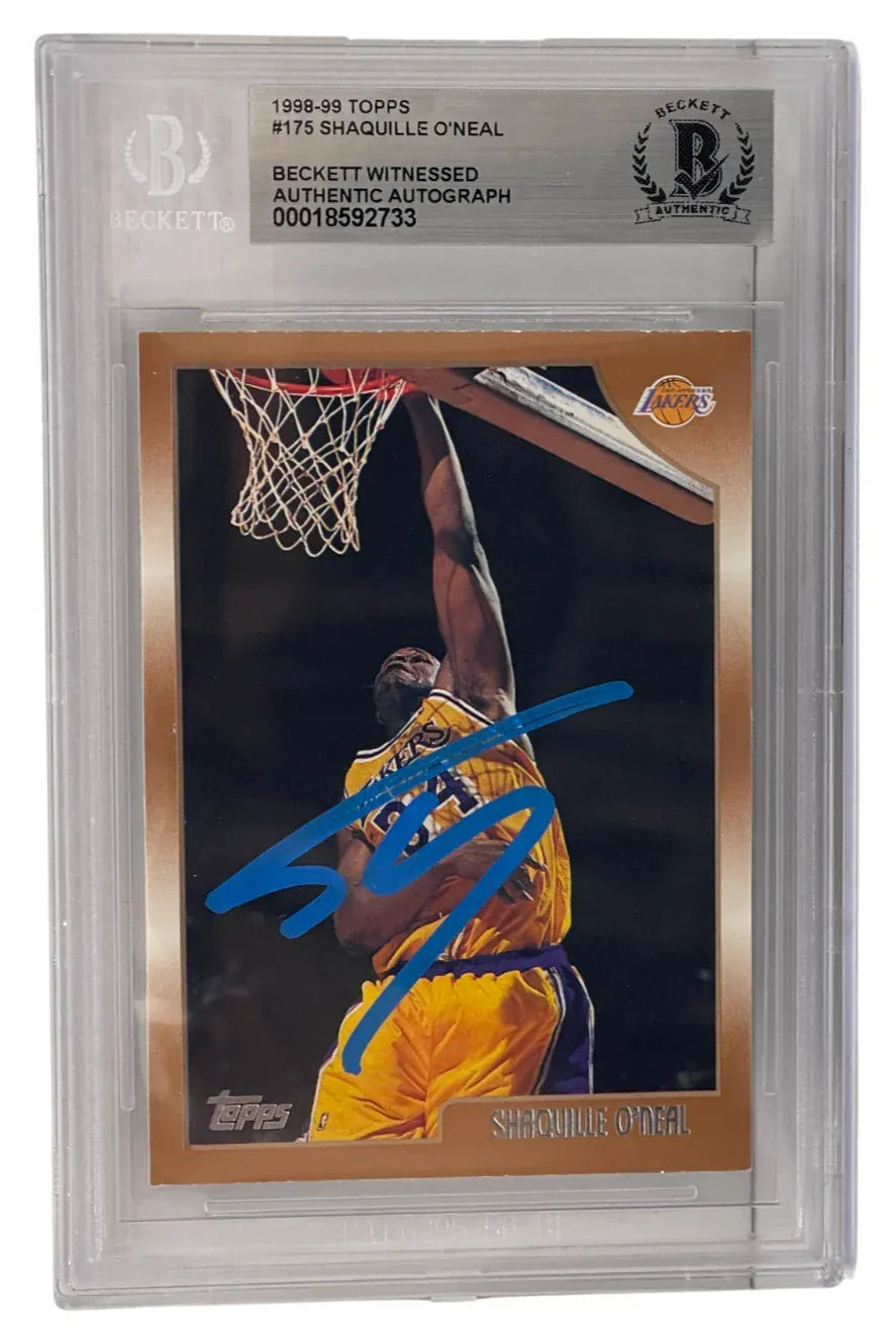Shaquille O'Neal signed 1998-99 Topps Lakers card #175 — Beckett Witness Slabbed