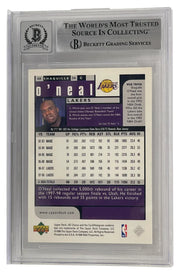 Shaquille O'Neal signed 1998-99 UD Choice 68 Los Angeles Lakers — card back view