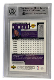Shaquille O'Neal signed 1998-99 UD Choice Preview 68 Los Angeles Lakers — card back view