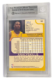 Shaquille O'Neal signed 2000-01 Stadium Club 50 Los Angeles Lakers — card back view