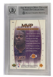 Shaquille O'Neal signed 2000-01 Upper Deck 403 Los Angeles Lakers — card back view