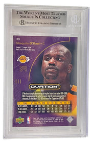 Shaquille O'Neal signed 2000-01 Upper Deck Ovation 25 Los Angeles Lakers — card back view