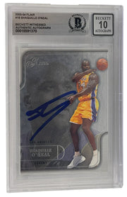 Shaquille O'Neal signed 2003-04 Flair Lakers card #18 — Beckett Witness Grade 10