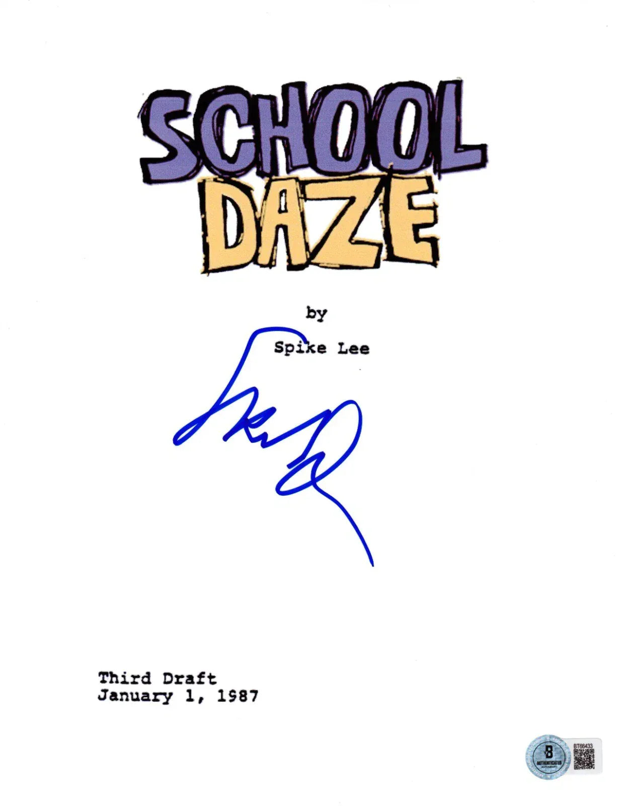 Spike Lee School autographed script with certificate of authenticity