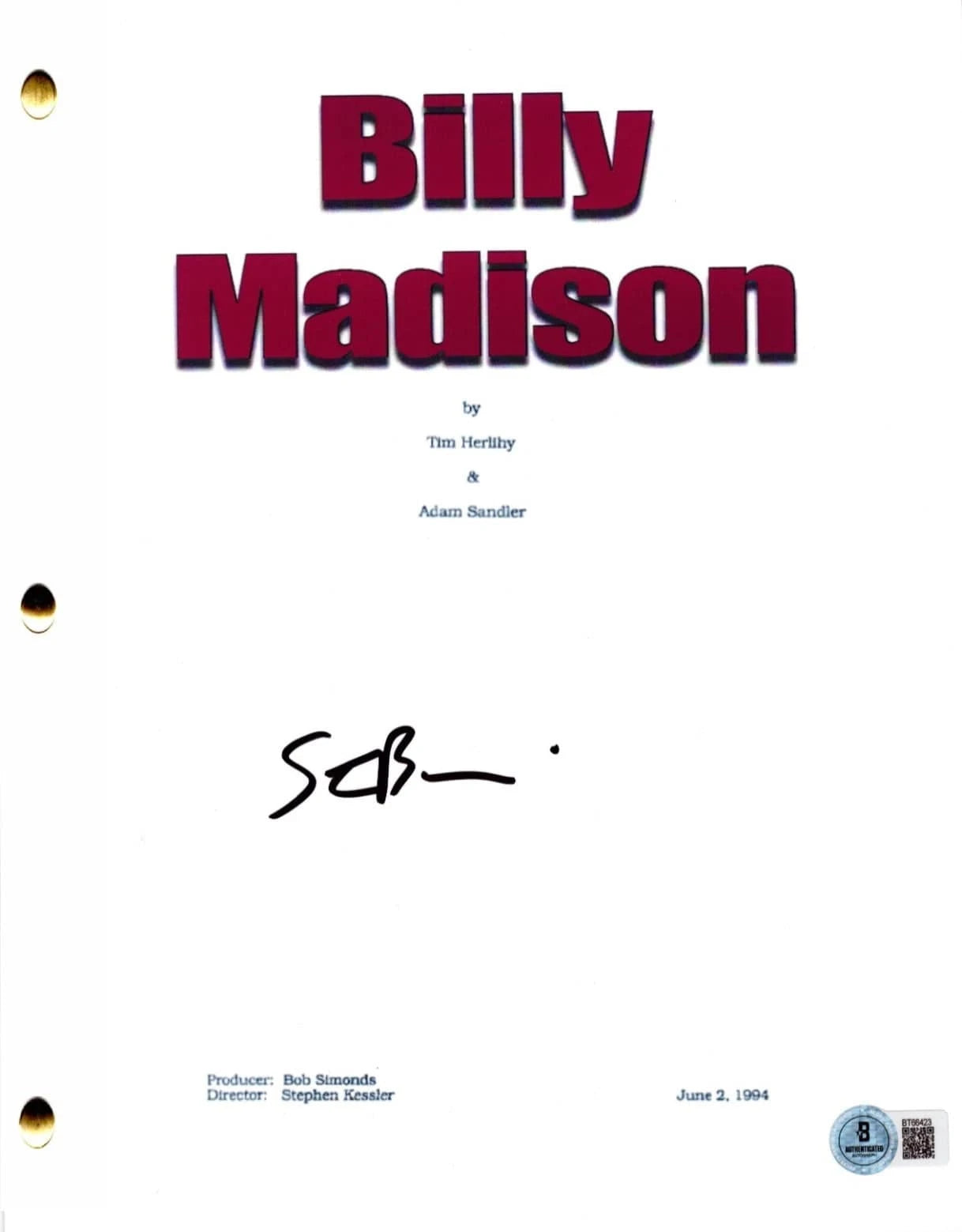 Steve Buscemi Signed Script from Billy Madison Beckett COA