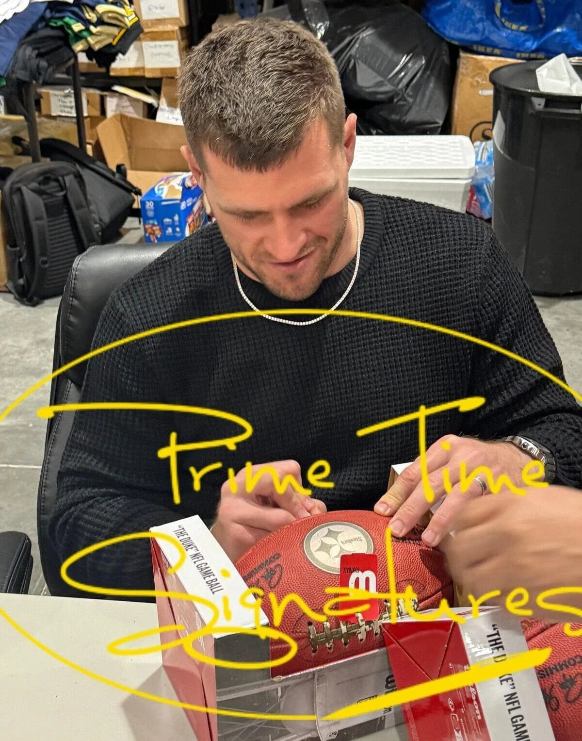 TJ Watt Signed NFL Football Beckett COA - View 4