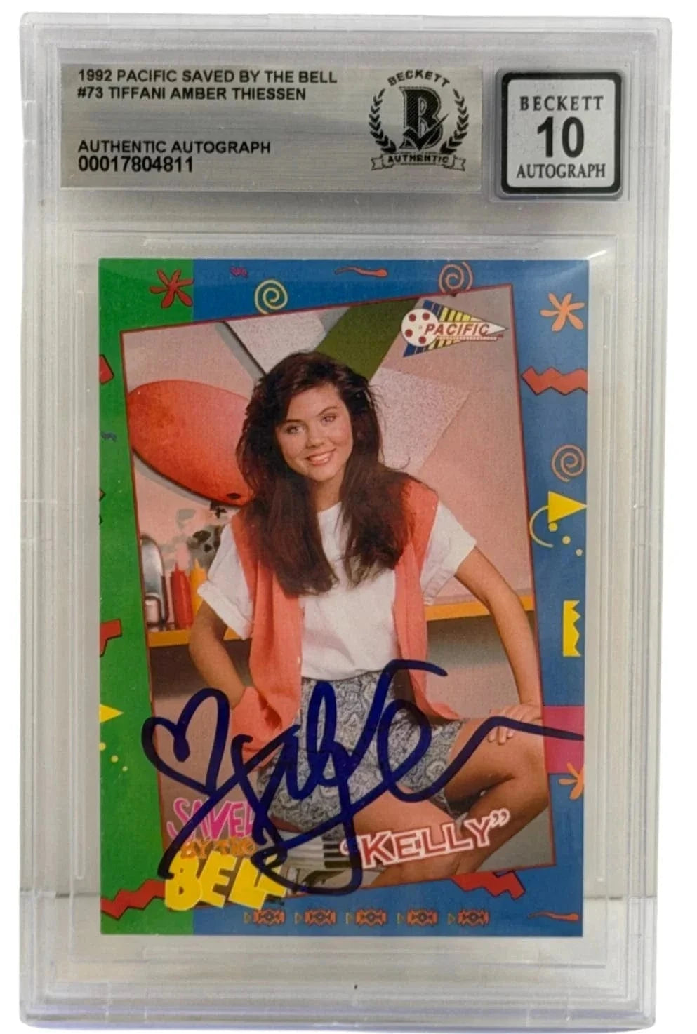 Tiffani Thiessen Authentic Autographed Saved by the Bell 1992 #73 Pacific Trading Card