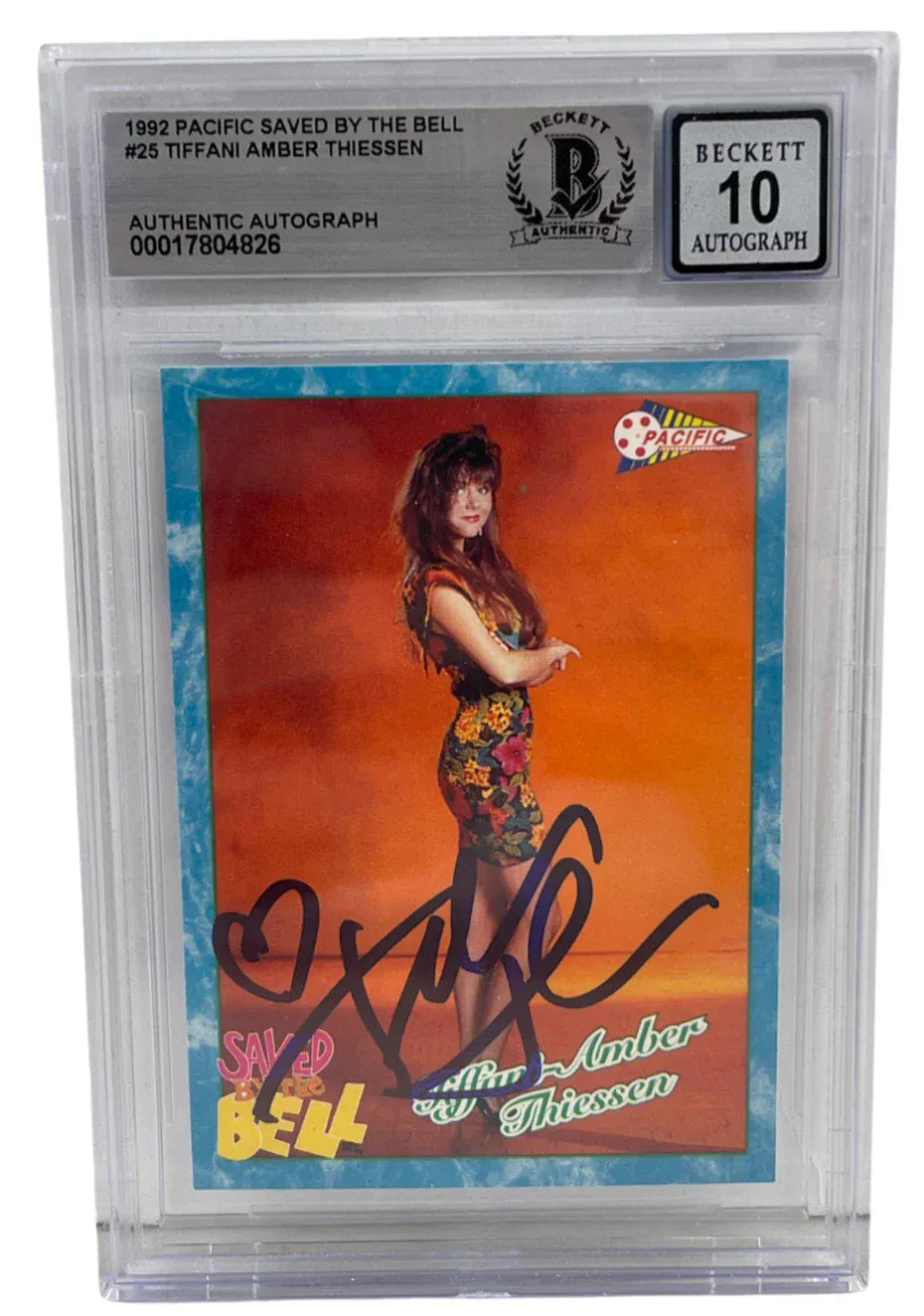 Tiffani Thiessen signed 1992 Pacific Saved by the Bell card #25 — Beckett Slabbed Grade 10