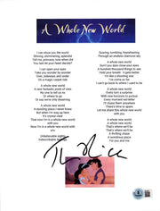 Tim Rice signed A Whole New World Aladdin lyric sheet — Beckett authenticated