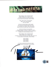 Tim Rice signed Hakuna Matata Lion King lyric sheet — Beckett authenticated