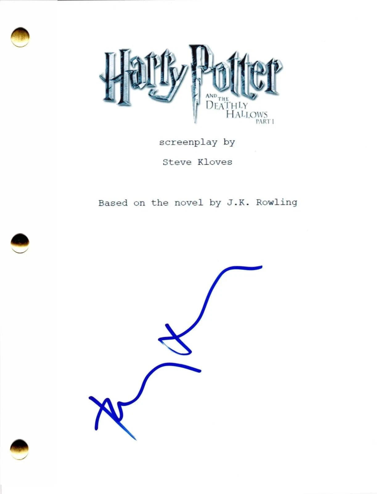 Toby Jones Authentic Autographed Harry Potter and the Deathly Hallows Part 1 Script