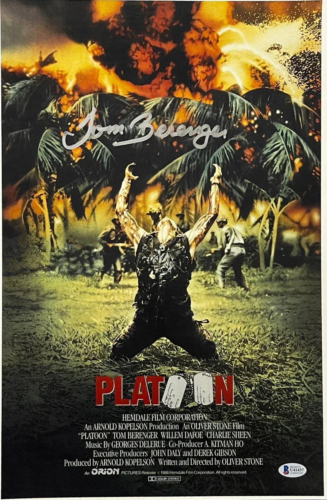 Tom Berenger Signed 12x18 Poster from Platoon Beckett COA - Item #1