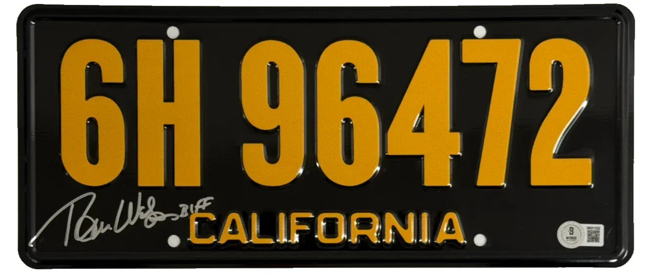 Tom Wilson signed Back to the Future replica license plate — Beckett Witness