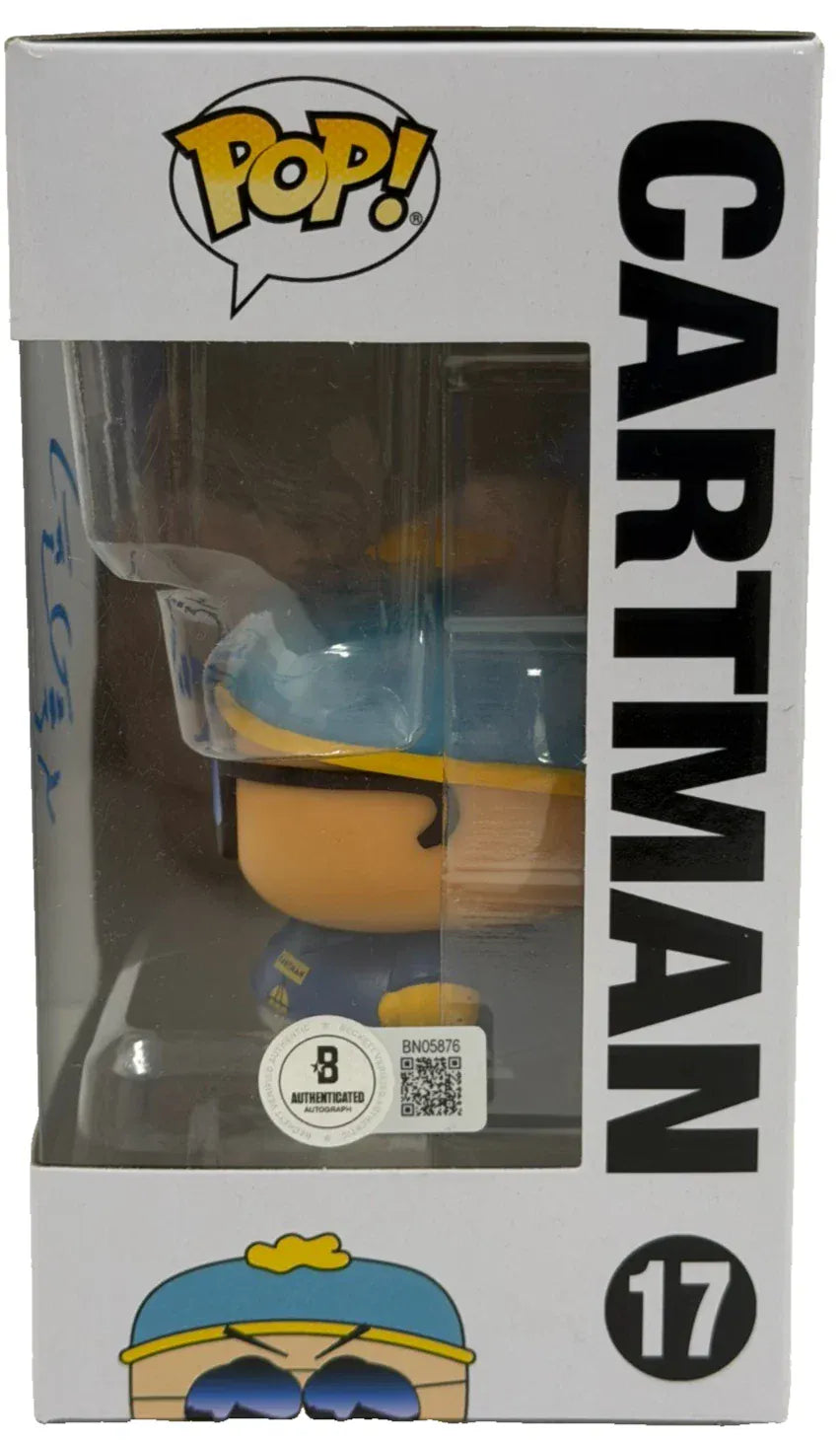 Beckett certificate of authenticity — Trey Parker signed Cartman South Park 17 Funko Pop Figure