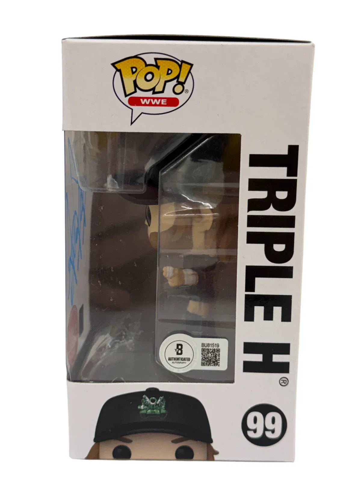 Triple H Triple WWE autographed Funko Pop #99 - signature closeup with COA