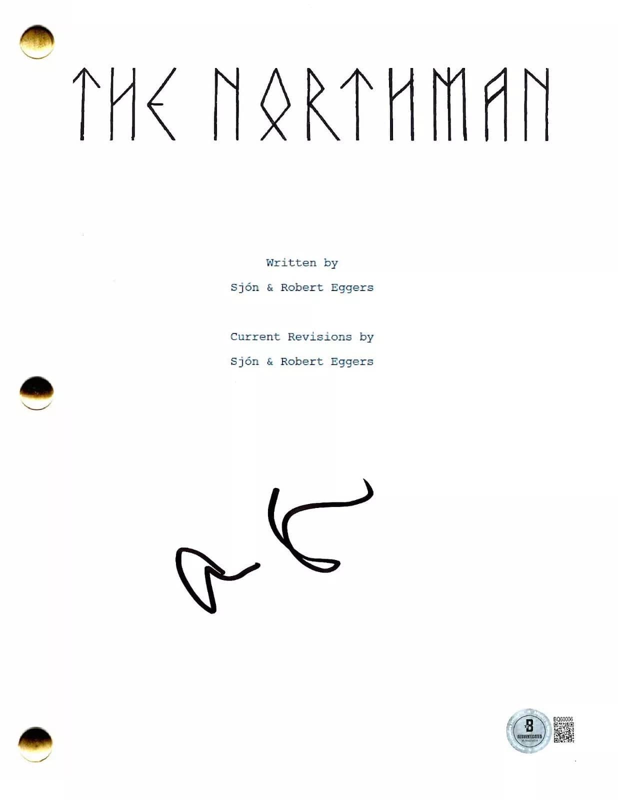 Alexander Skarsgård Signed Script from The Northman Beckett COA