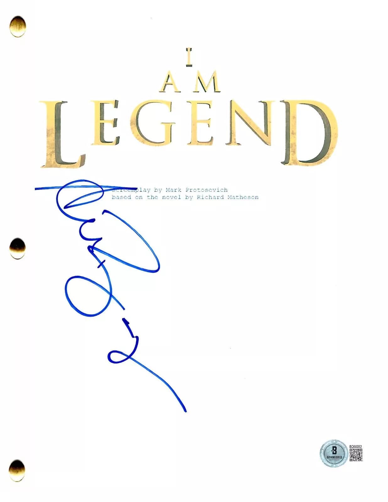 Alice Braga Signed Script from I Am Legend Beckett COA