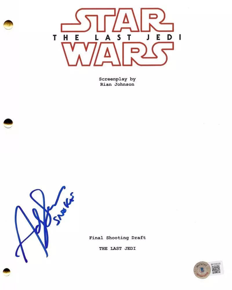 Andy Serkis Authentic Autographed Star Wars The Last Jedi Script