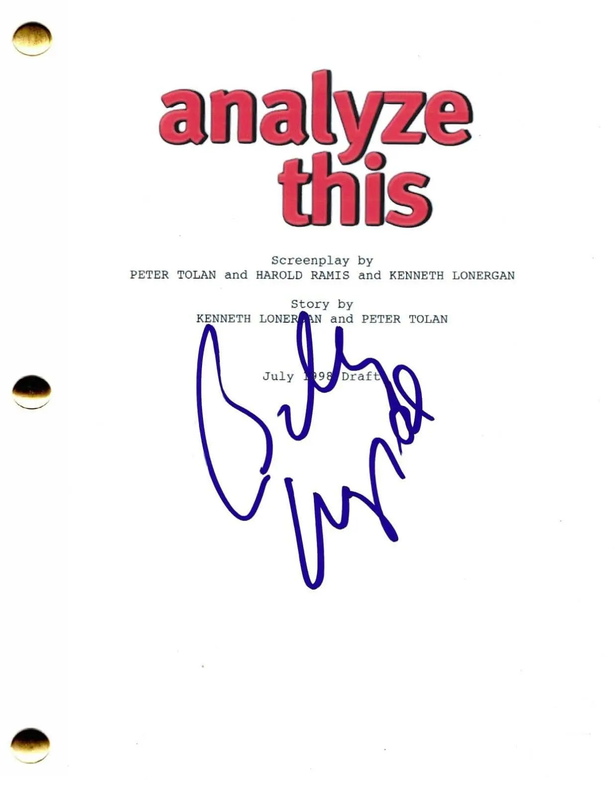 Billy Crystal Signed Script from Analyze This Certified Authentic