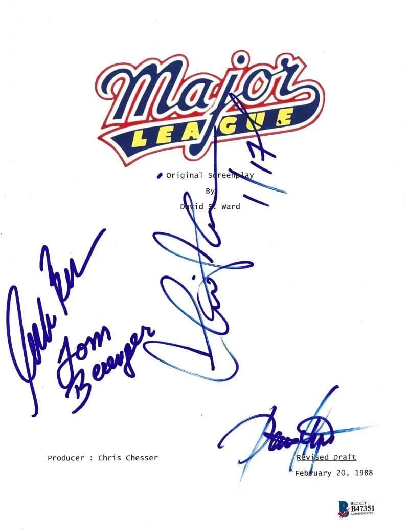 Cast Signed Authentic Autographed Major League Script - Dennis Haysbert, Charlie Sheen, Tom Berenger & Corbin Bernsen