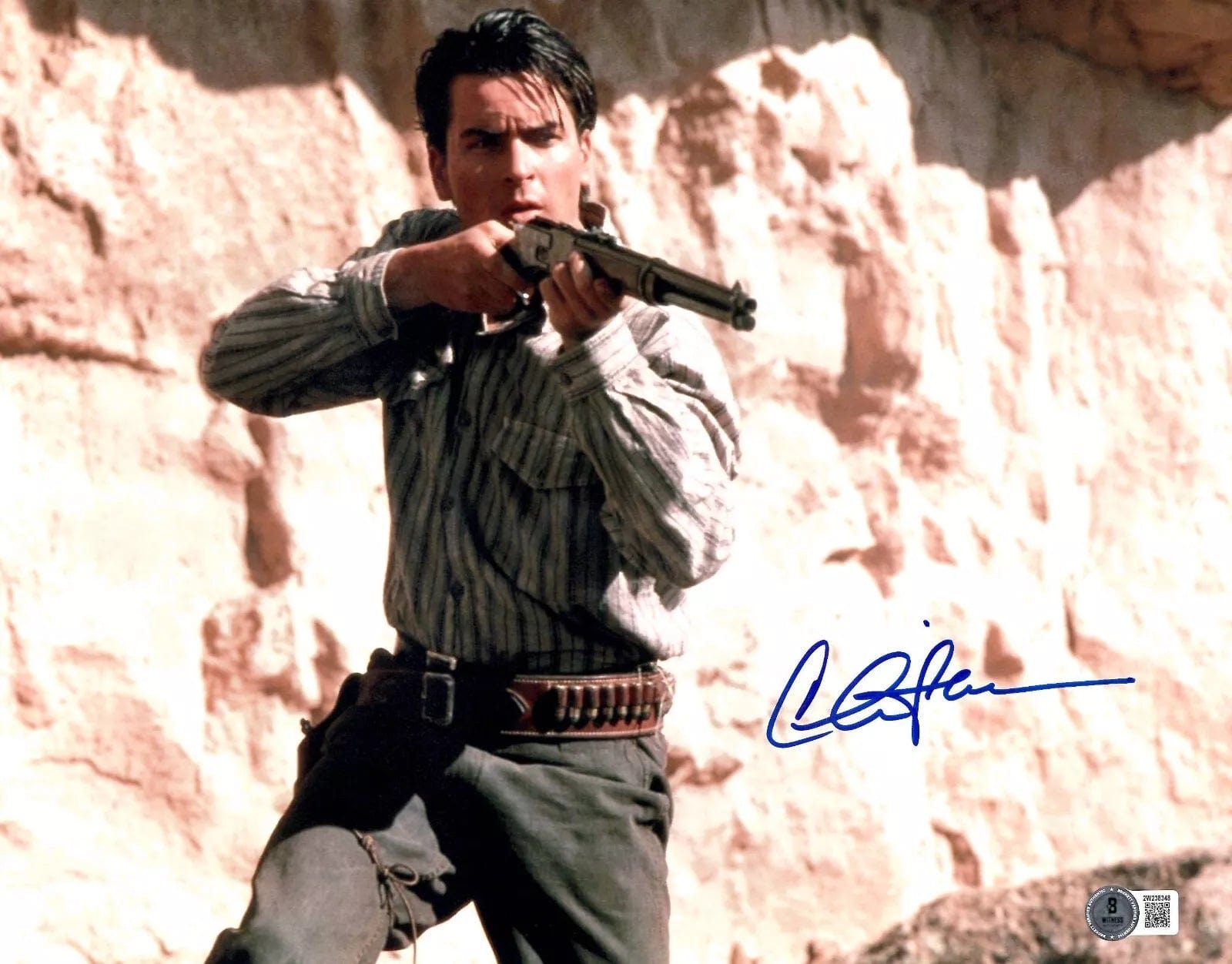 Charlie Sheen Signed 11x14 Photo from Young Guns Beckett COA - Item #3