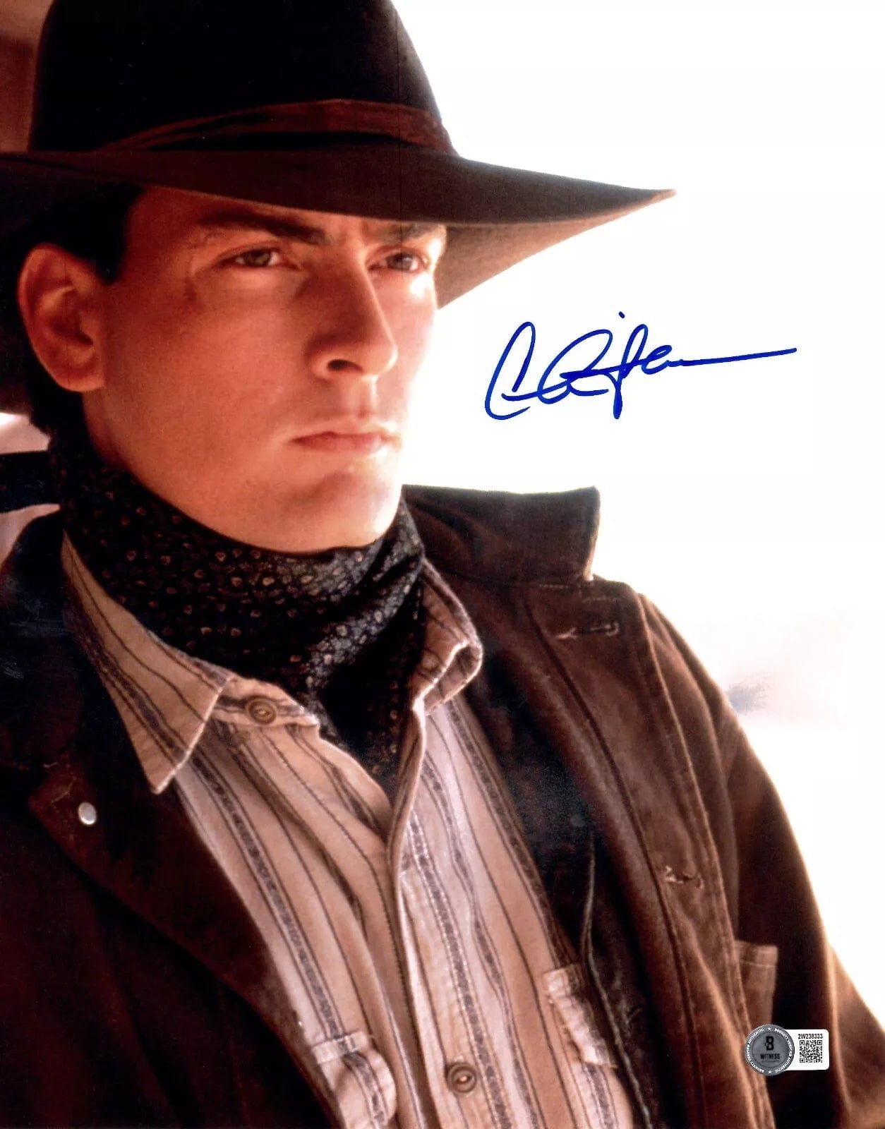 Charlie Sheen Signed 11x14 Photo from Young Guns Beckett COA - Item #2