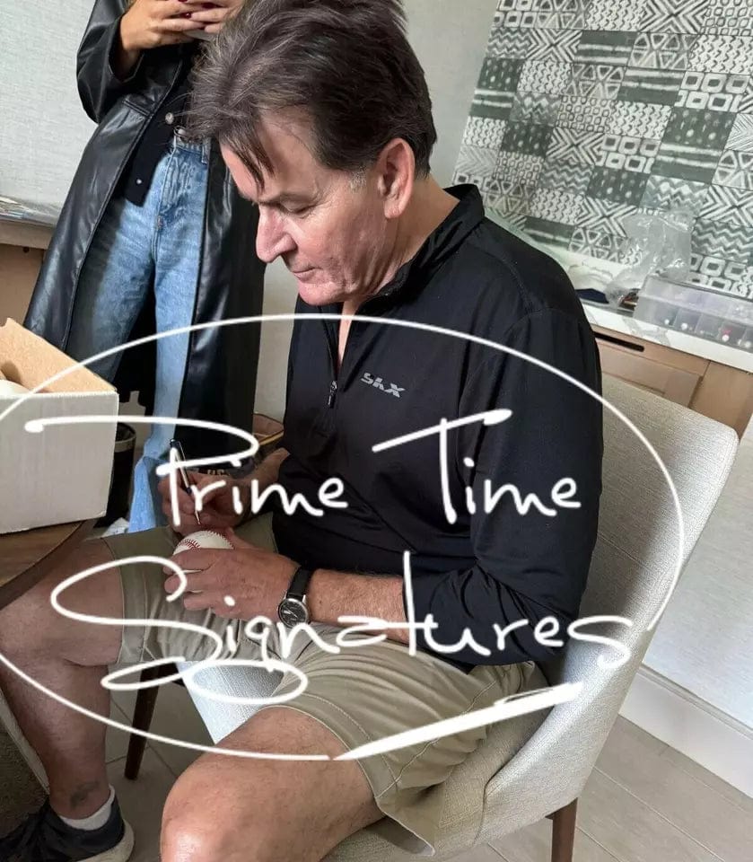 Charlie Sheen Signed MLB Baseball from Major League Beckett COA - Alternate Angle