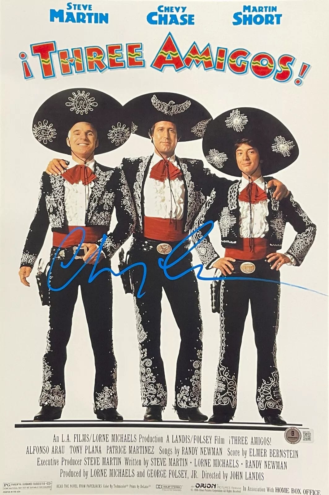 Chevy Chase Signed 12x18 Photo from Three Amigos Beckett COA