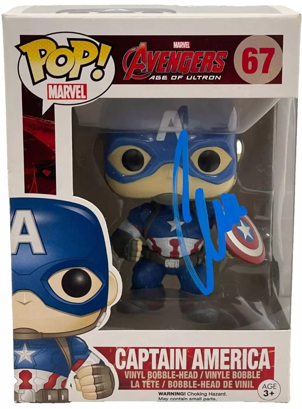 Chris Evans Authentic Autographed Captain America 67 Avengers Age of Ultron Funko Pop Figure