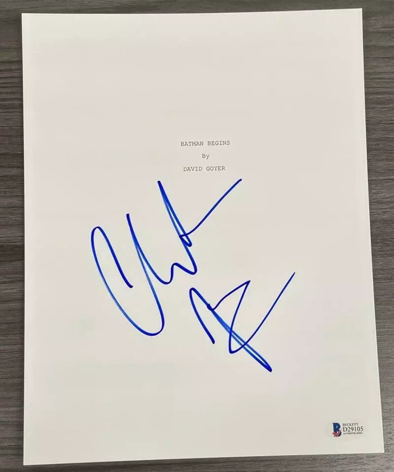 Christian Bale Signed Script from Batman Begins Beckett COA