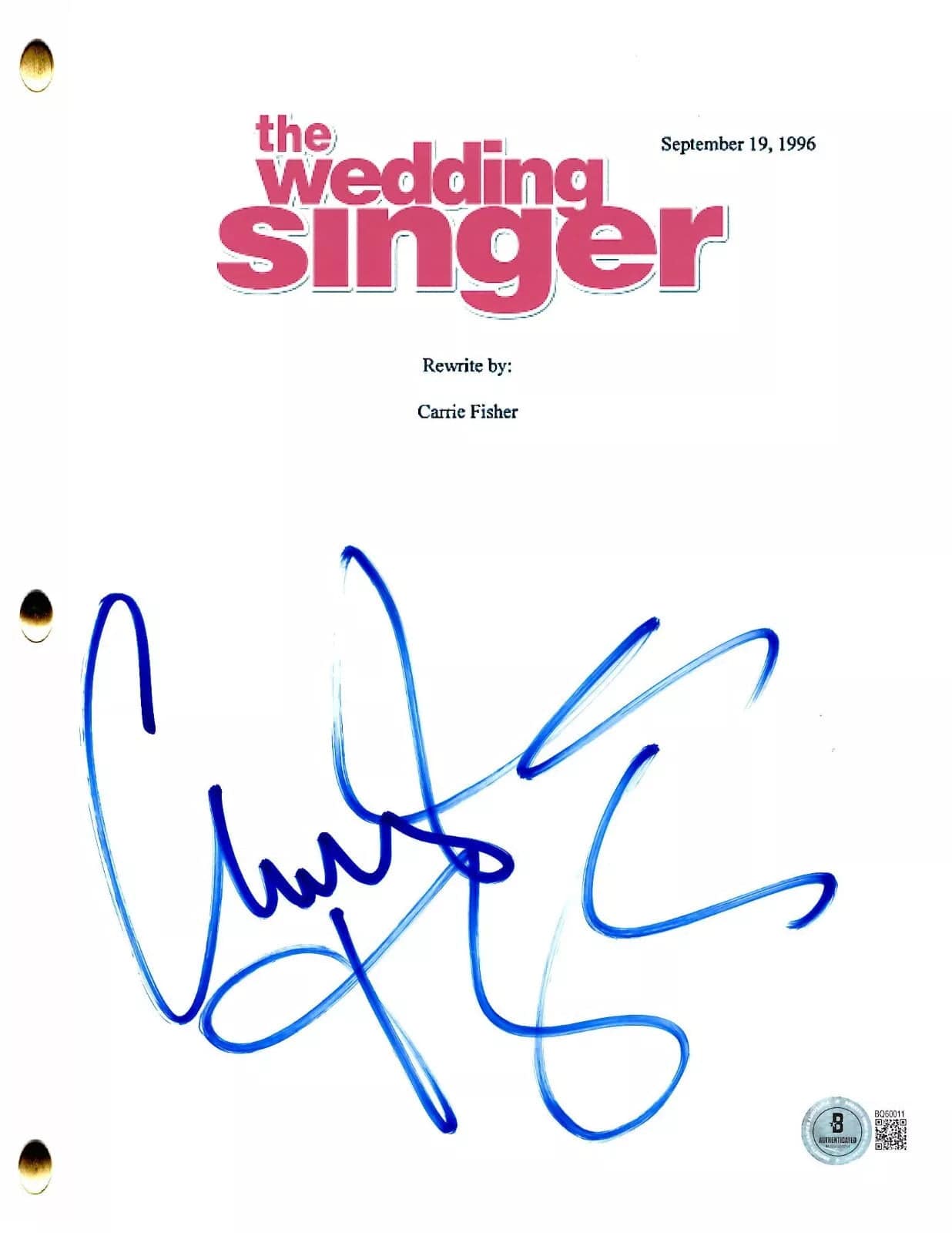 Christine Taylor Signed Script from The Wedding Singer Beckett COA