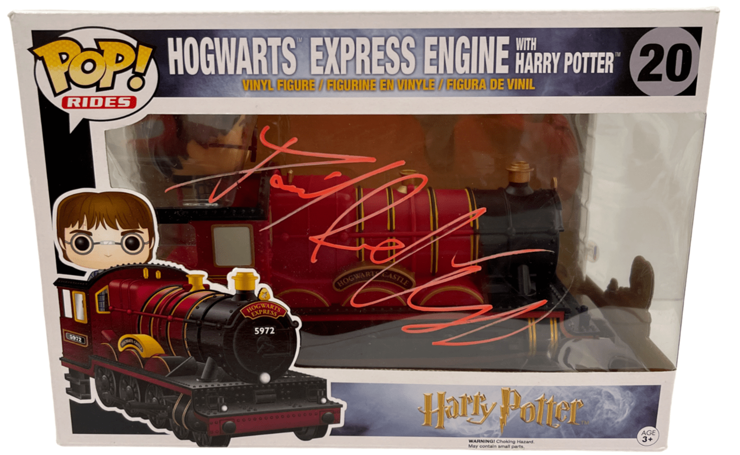 Daniel Radcliffe Authentic Autographed Hogwarts Express Engine with Harry Potter 20 Funko Pop Rides
