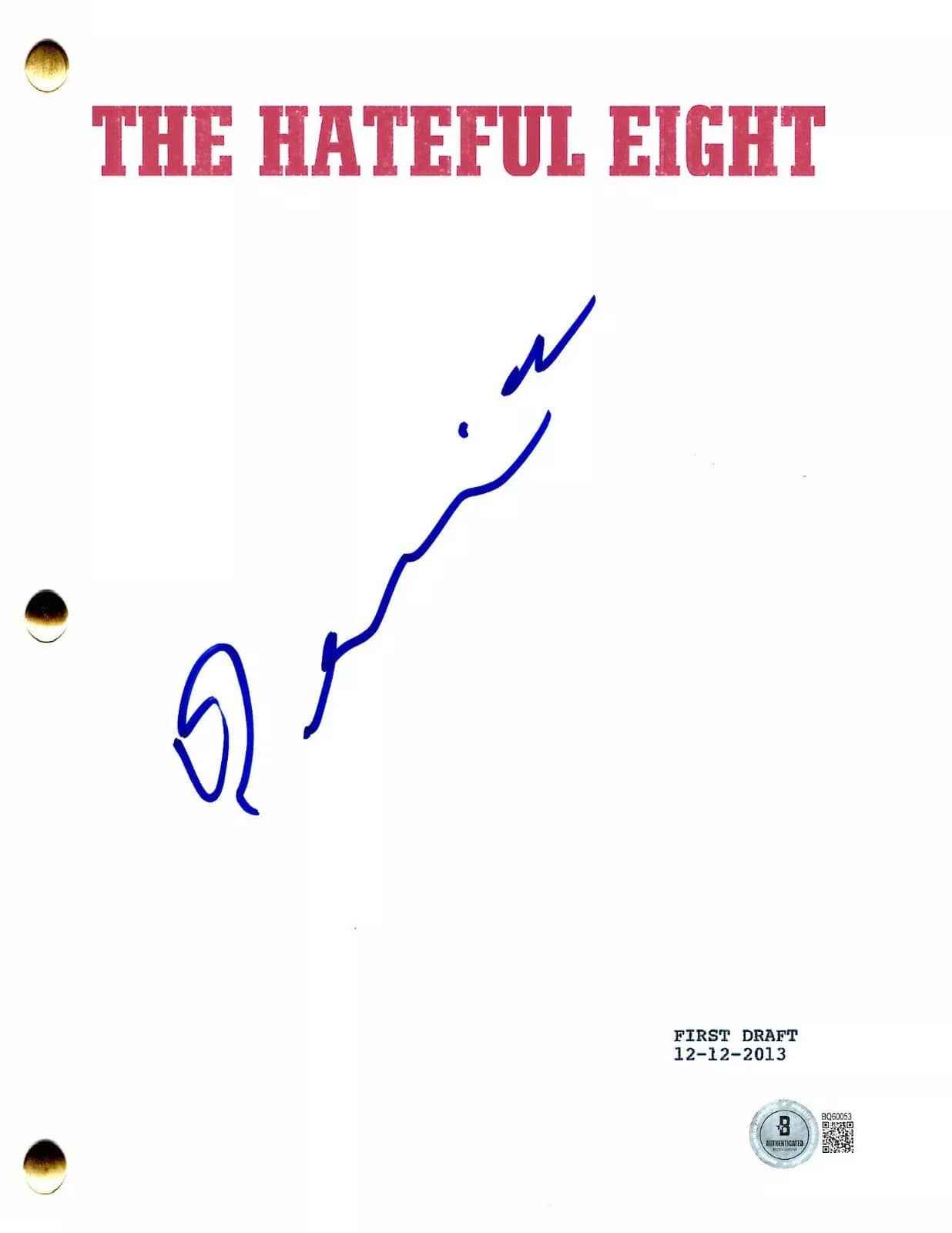Demián Bichir Authentic Autographed The Hateful Eight Script