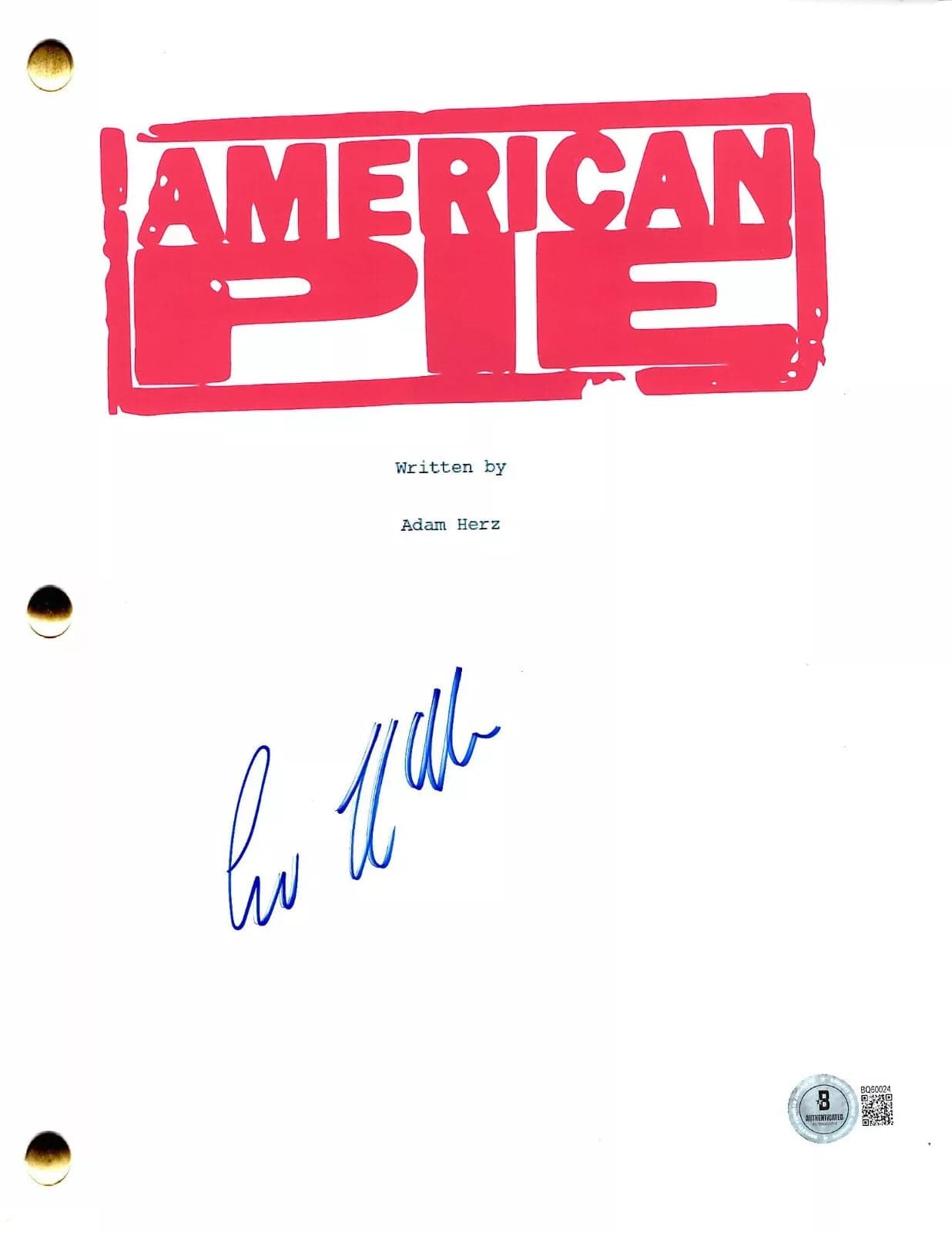 Eddie Kaye Thomas Signed Script from American Pie Beckett COA