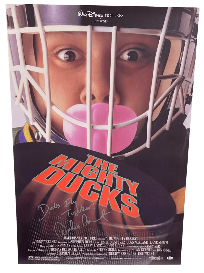 Emilio Estevez Signed Poster from The Mighty Ducks Beckett COA - Item #4