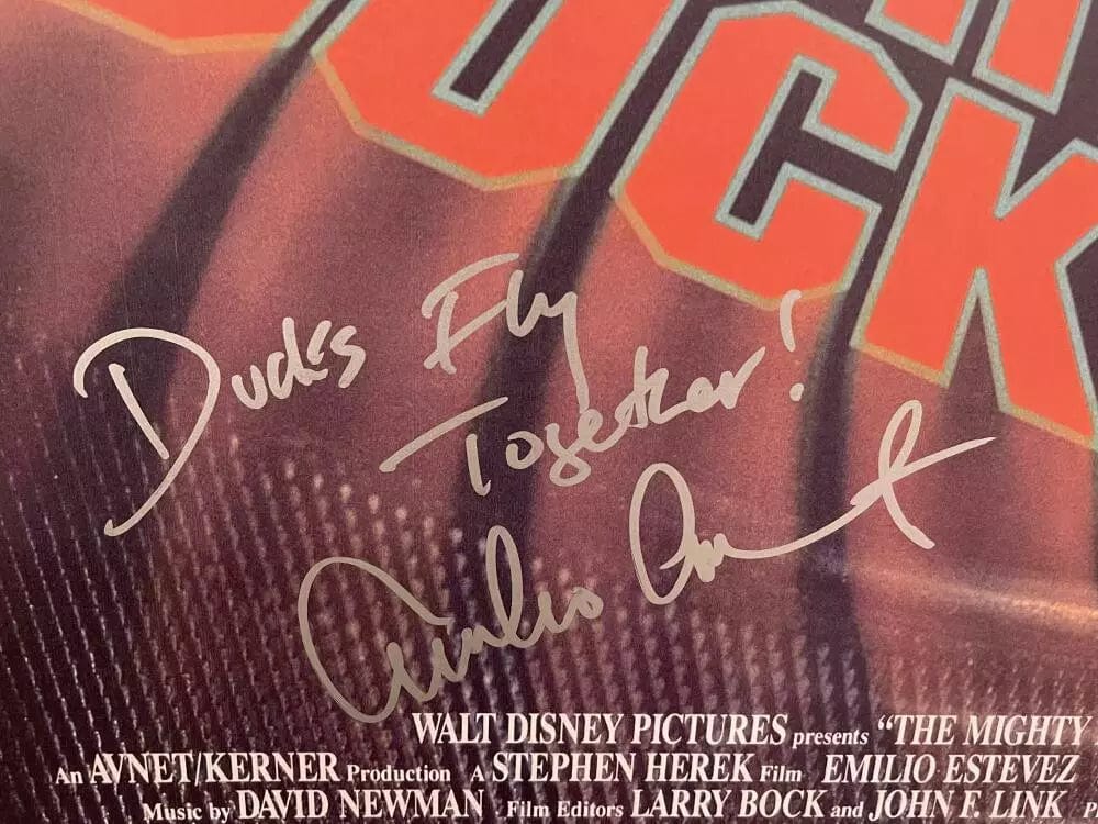 Emilio Estevez Signed Poster from The Mighty Ducks Beckett COA - Item #4 - Detail View