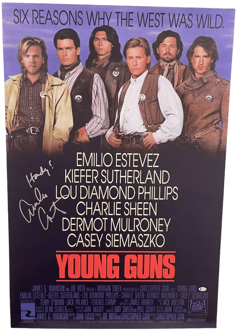Emilio Estevez Signed Poster from Young Guns Beckett COA - Item #1